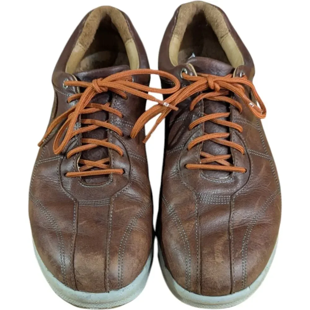 FOOTJOY FJ VERSALUXE Spikeless Golf Shoes Size 9.5 M Brown 57253 Orange